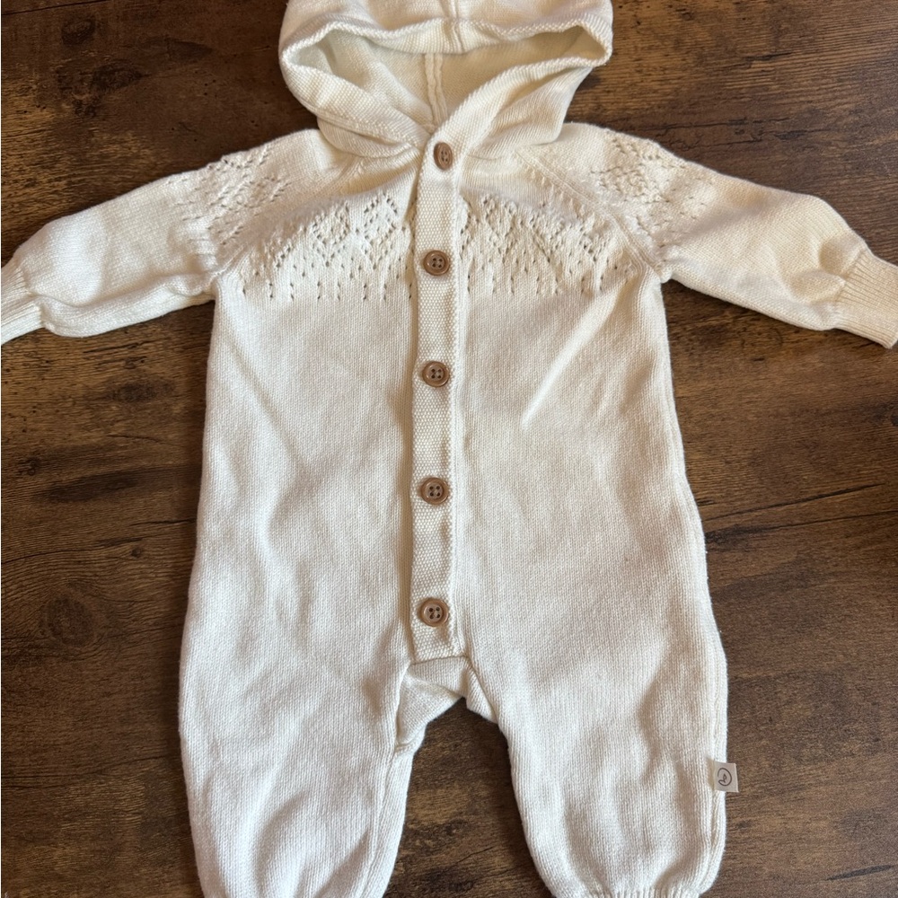 Carter's Cream Knit Button-Up Footie